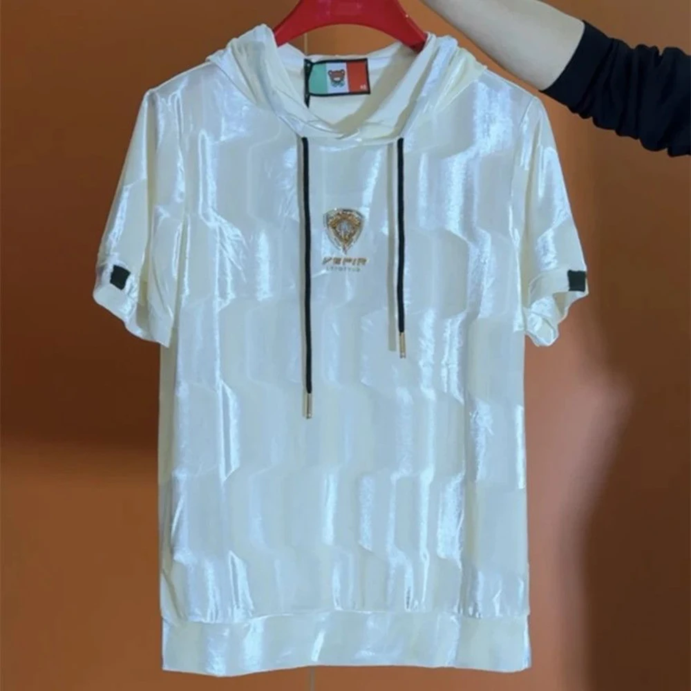 Mens T Shirt Soft Smooth Hooded T Shirt Summer Streetwear Fashion Breath Versatile Trendy Short Sleeved Top Men'S Clothing 2026 - Image 3