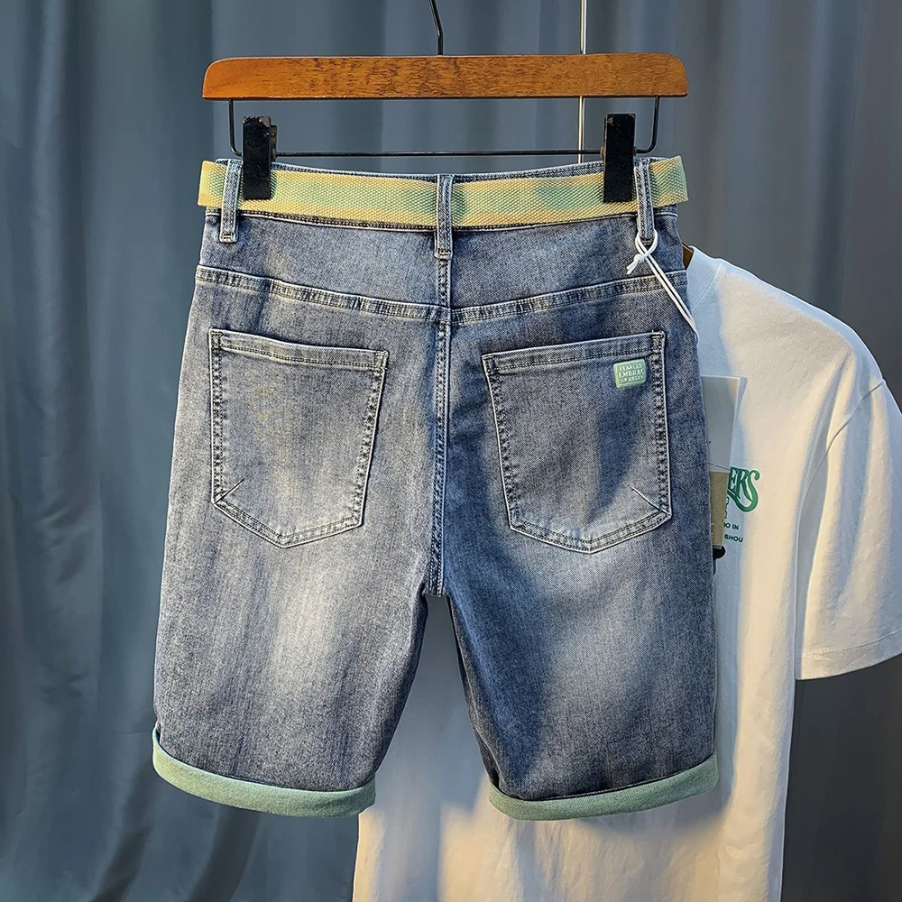 2025 Summer Thin Men's Denim Shorts with Pockets Retro Fashion Street Trend Casual Versatile Loose and Comfortable Men's Bottoms - Image 2