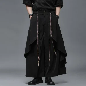 Y2k Faux Two-Piece Dark Design Casual Skirt Pants Genderless Streetwear Fashion Youth Outdoor Wide-Leg Pants Unisex 2026 New