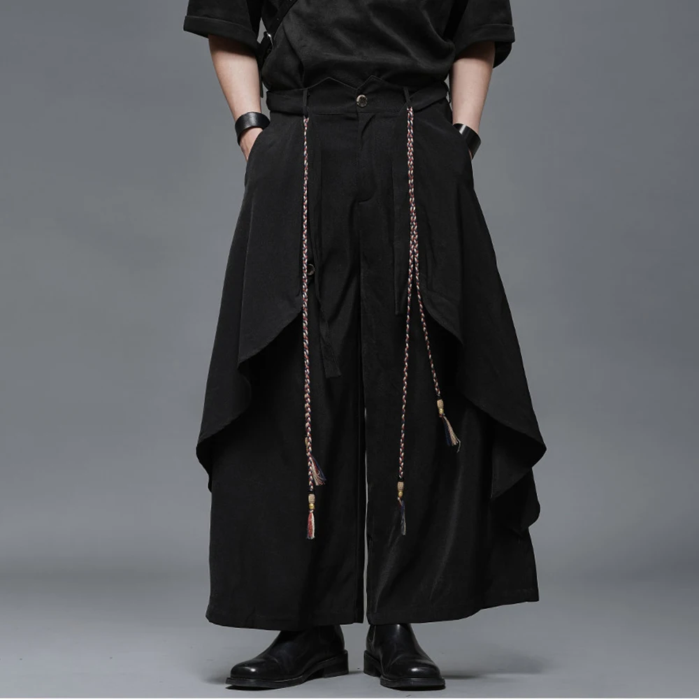 Y2k Faux Two-Piece Dark Design Casual Skirt Pants Genderless Streetwear Fashion Youth Outdoor Wide-Leg Pants Unisex 2026 New