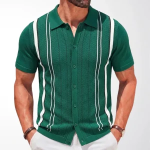 Summer New Men's Striped Color Block Short-Sleeve Shirt American Retro Fashion Trendy Street Casual Breathable Niche Men's Top