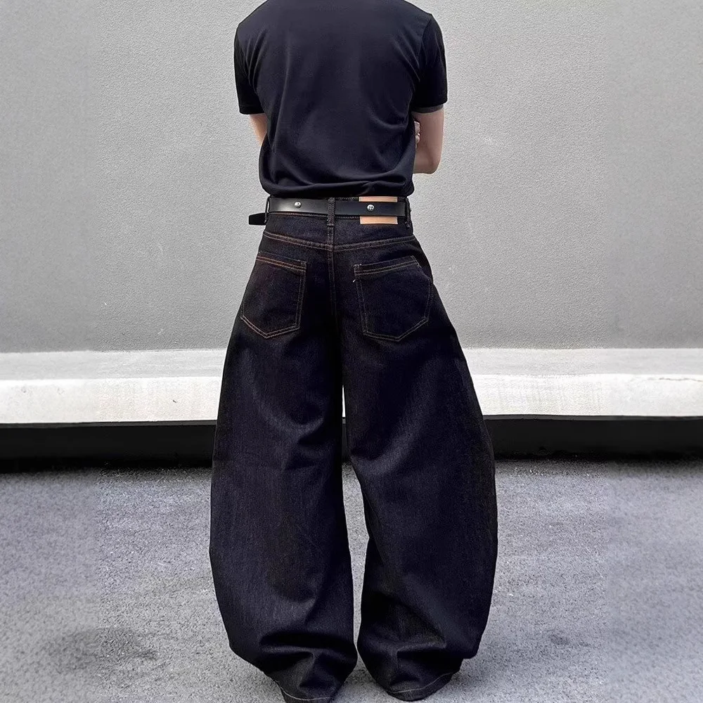 2025 Summer New Men's Y2k Pocket Decoration Jeans Harajuku Retro Fashion Trend Street Hip-Hop Casual Loose Niche Men's Bottoms - Image 4