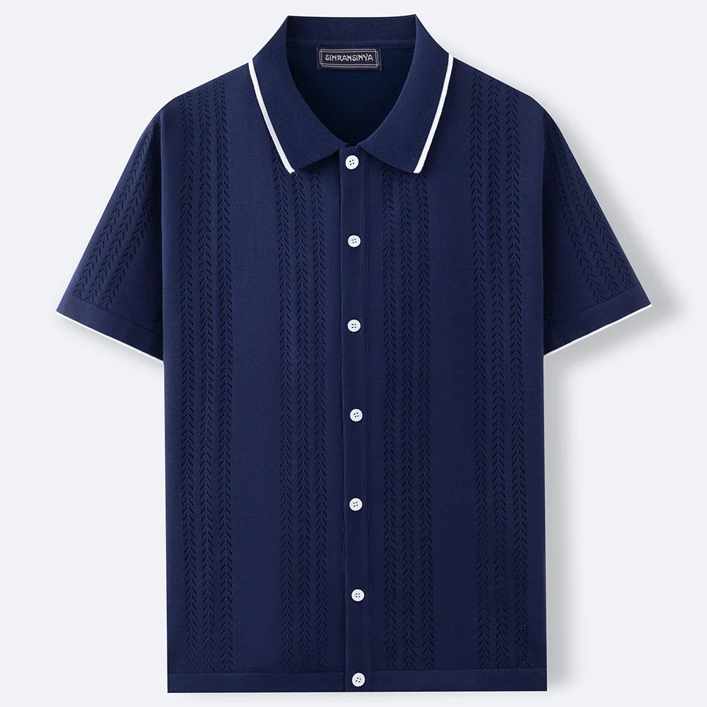 Mens Cool Silk Casual Knit Polo Shirt Summer Fashion Daily Outdoor Soft Comfortable Short-Sleeve T-Shirt Men'S Clothing 2025 New - Image 9
