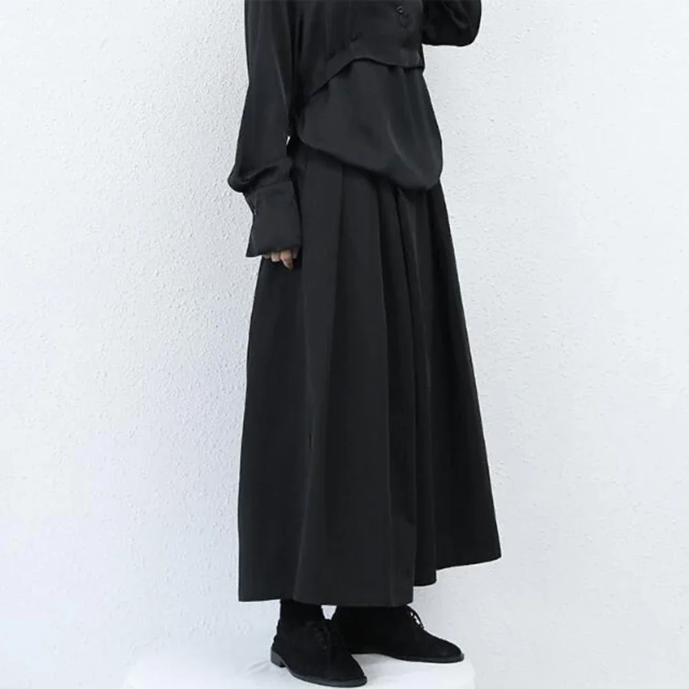Dark Gothic Style Loose 7-point Hakama Pants 2024 New Trendy Wide Leg Pants Genderless Large Size Design Samurai Pants Unisex - Image 4
