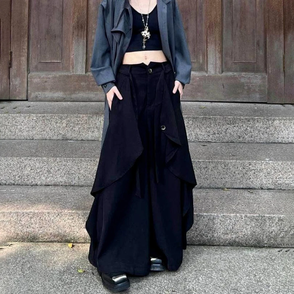 Gothic Harajuku Y2k Skirt Pants Japanese Irregular Stitching Samurai Hakama Genderless Streetwear Campus Valentines Pants Unisex - Image 5
