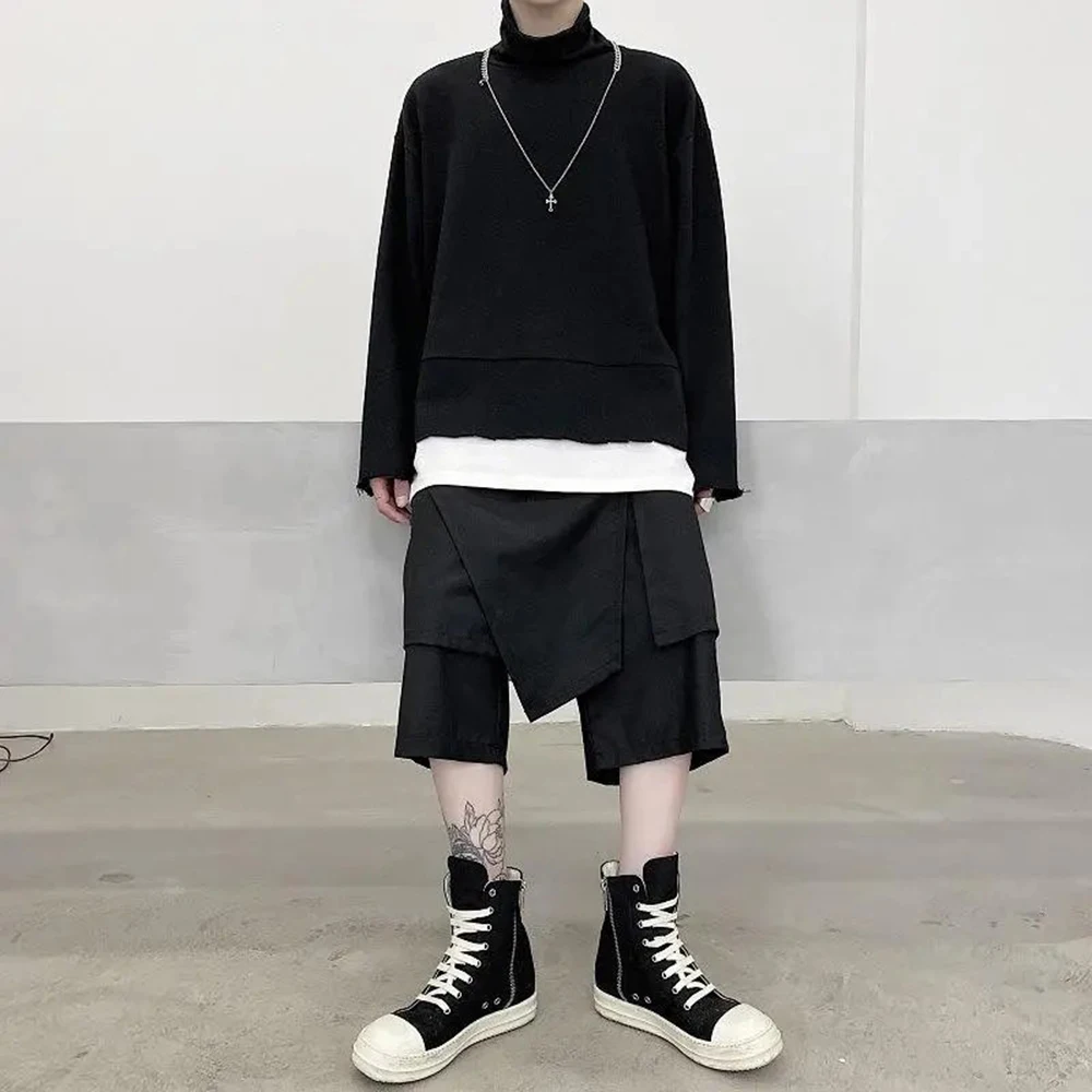 Mens Y2k Culottes Double Layer Irregular Samurai Pants Streetwear Fashion Dark Gothic Outdoor Seven Point Hakama Men'S Wear 2026 - Image 6