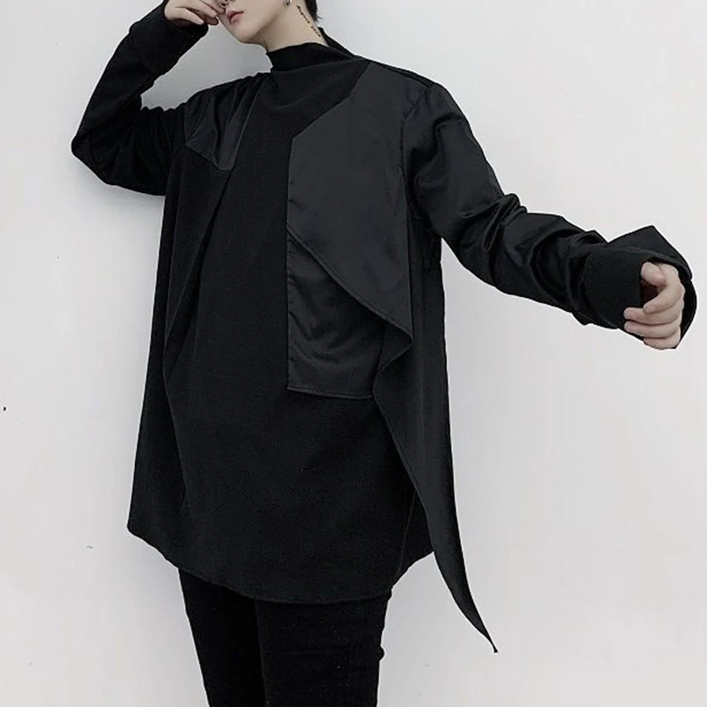 XS-5XL Summer Male Patchwork Long-Sleeve Shirt American Retro Fashion Trendy High Street Casual Loose Breathable Niche Men's Top - Image 4