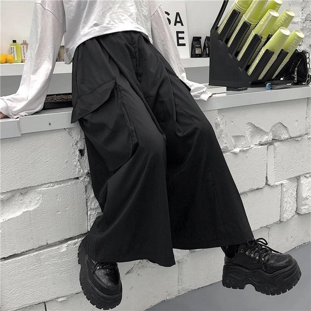 XS-5XL Summer New Men's Large Pockets Wide-Leg Trousers American Retro Fashion Trend High Street Loose Casual Men's Bottoms - Image 4