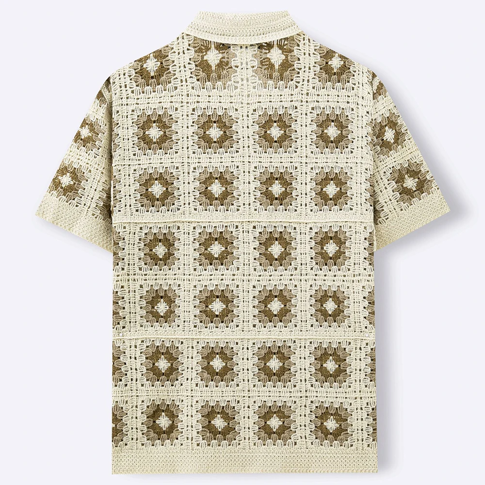 2026 Summer New Men's Knitted Short-Sleeve Polo Shirt American Retro Fashion Trendy Loose Casual Breathable Niche Men's Top - Image 4