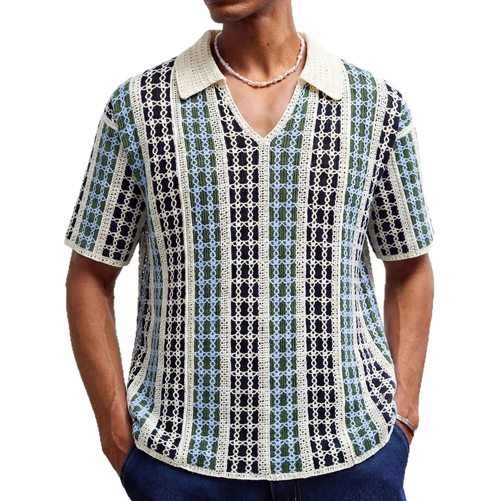 2026 Summer New Men's Striped Short-Sleeve T-Shirt American Retro Fashion Trendy Street Casual Loose Breathable Men's Top - Image 2