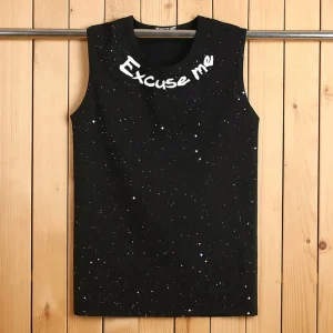 2025 Summer New Men's American Retro Sleeveless Vest 100% Cotton Hot Diamond Casual Fashion Trend Street Loose Niche Men's Tops