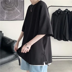 XS-5XL Summer New Solid Color Short-Sleeve T-Shirt American Retro Fashion Trendy High Street Loose Casual Niche Men's Top