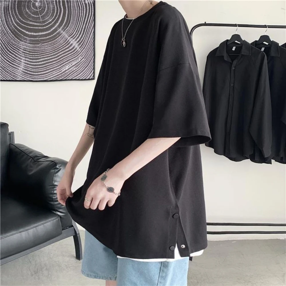XS-5XL Summer New Solid Color Short-Sleeve T-Shirt American Retro Fashion Trendy High Street Loose Casual Niche Men's Top