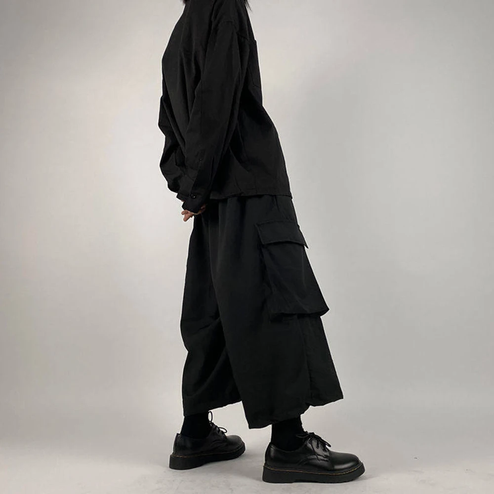 XS-5XL Y2k Cargo Skirt Pants Large Pockets Dark Gothic Samurai Pants Genderless Streetwear Fashion Youth Loose Culottes Unisex - Image 3