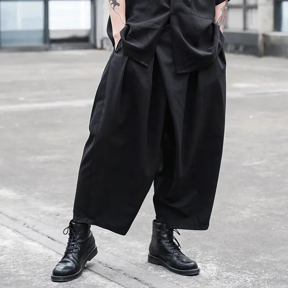 Gothic Y2k Culottes Button Irregular Casual Hakama Streetwear Personality Japanese Harajuku Culottes Men'S Clothing Unisex 2024 - Image 3
