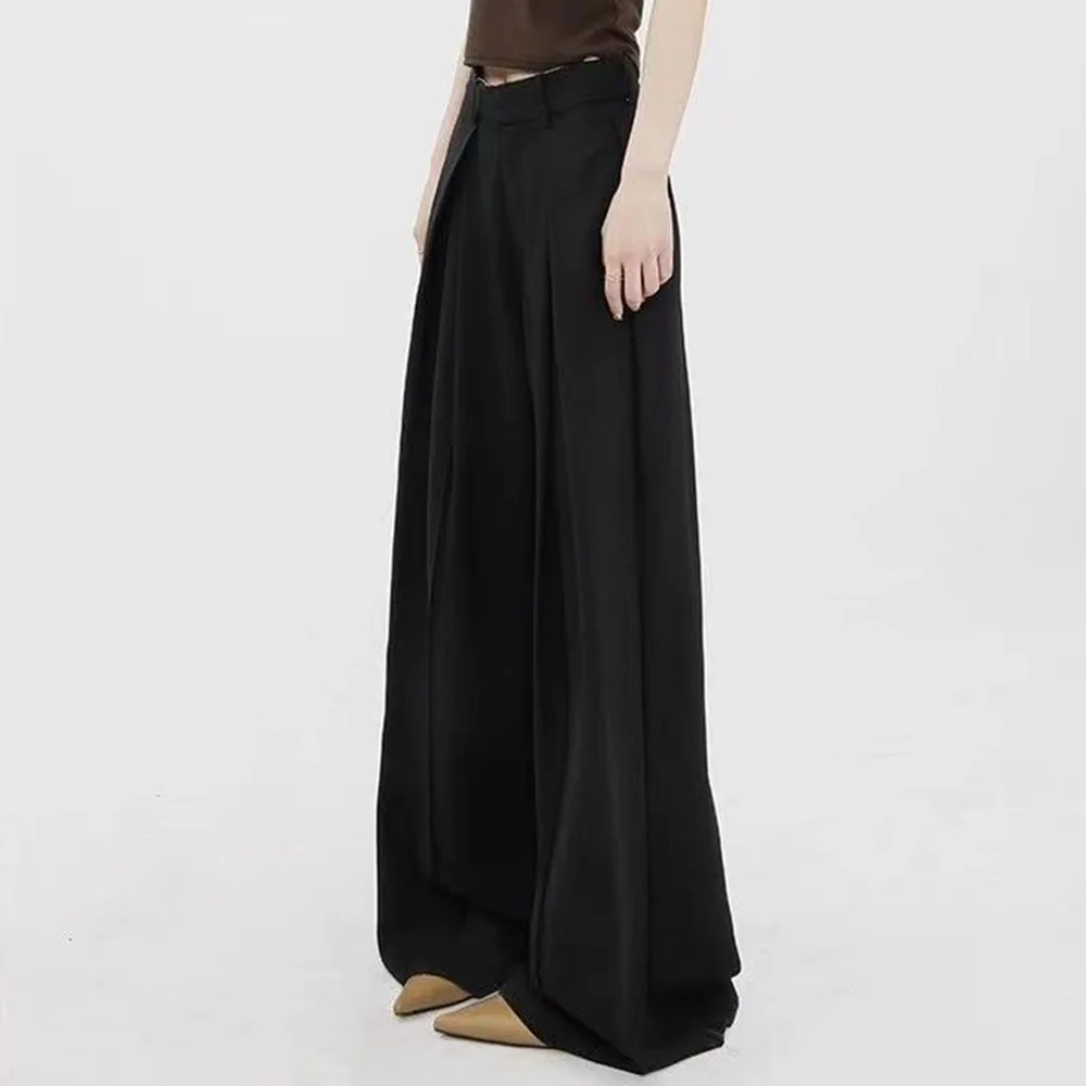 Summer New Men's Solid Color High Waist Wide Leg Straight Pants Harajuku Retro Fashion Trend Casual Simple Loose Men's Bottoms - Image 4