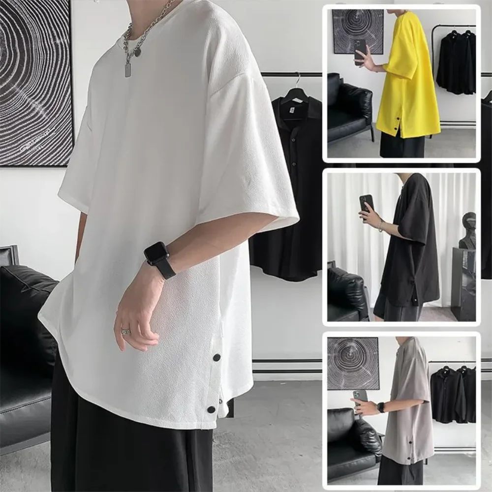 XS-5XL Summer New Solid Color Short-Sleeve T-Shirt American Retro Fashion Trendy High Street Loose Casual Niche Men's Top - Image 5