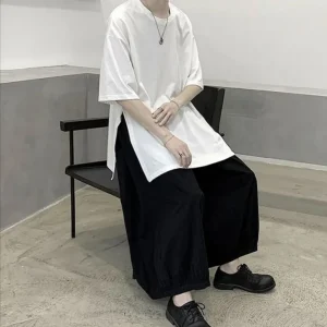 XS-5XL Summer New Male Solid Color Short-Sleeve T-Shirt American Retro Fashion Trendy Street Casual Simple Loose Niche Men's Top