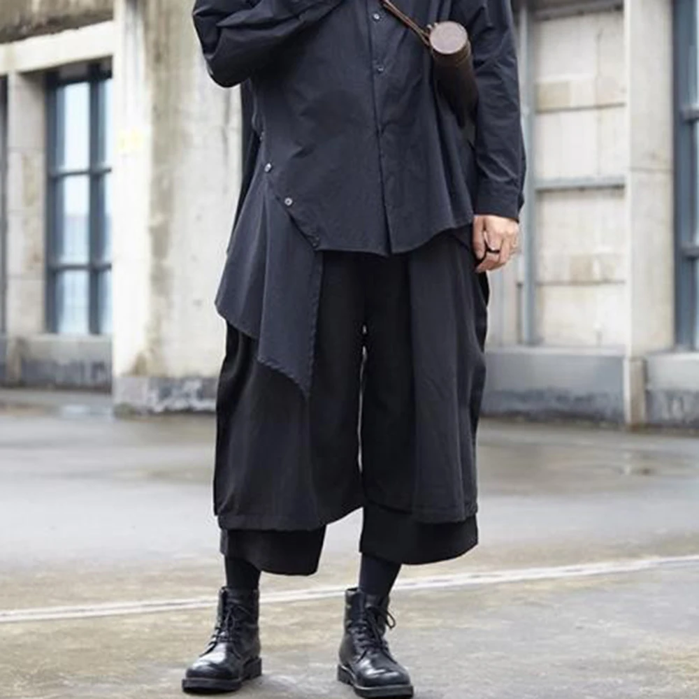 Gothic Dark Pants Y2k Irregular Side Button Samurai Pants Streetwear Fashion Nightclub Youth Trend Wide Leg Hakama Unisex 2026 - Image 6