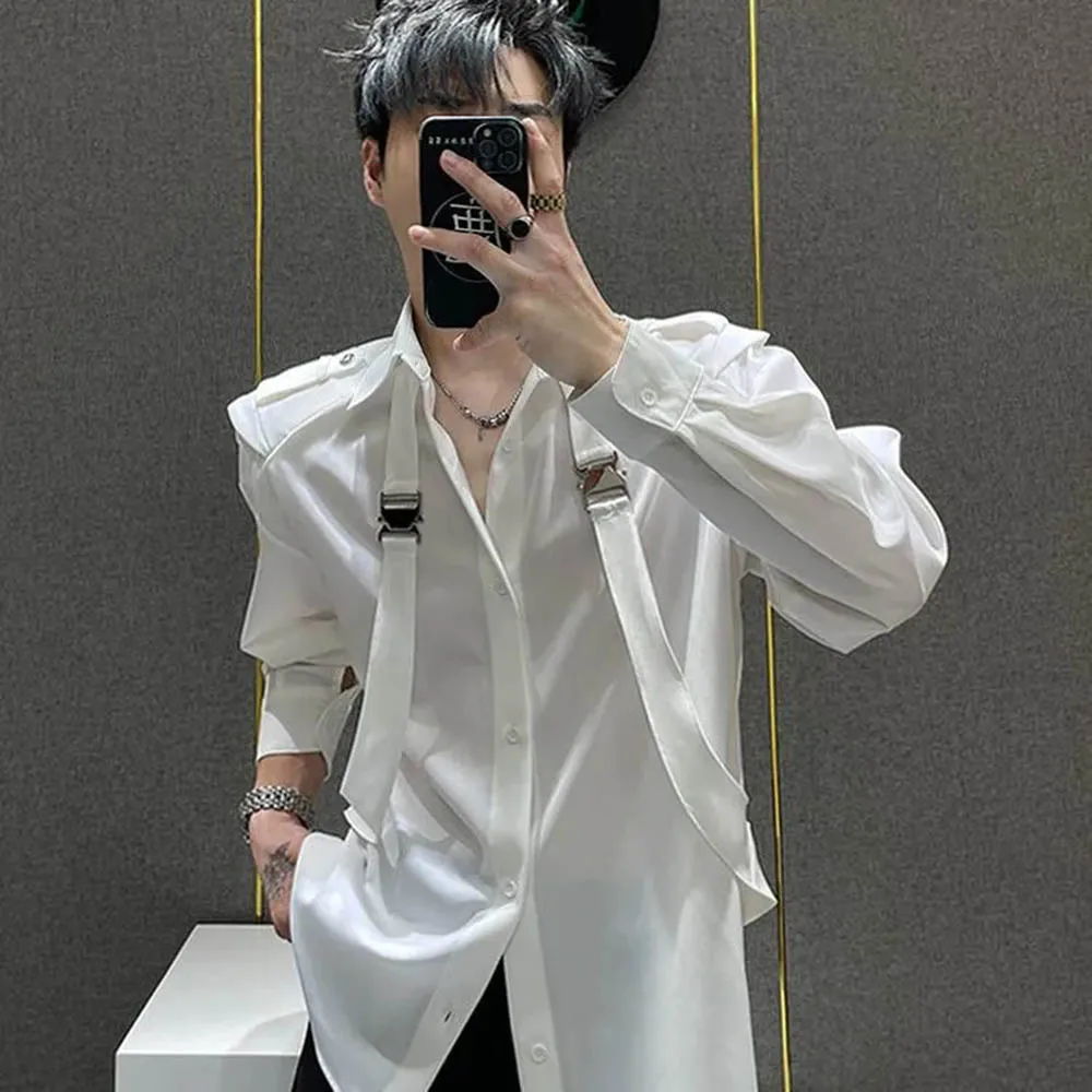 Autumn Male Solid Color Stitching Long-Sleeved Shirt American Retro Fashion Trend High Street Loose Casual Niche Men's Tops 2025 - Image 4