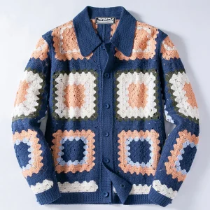 2025 Winter New Men's Color Block Long-Sleeve Shirt American Retro Fashion Trendy High Street Loose Casual Niche Men's Top
