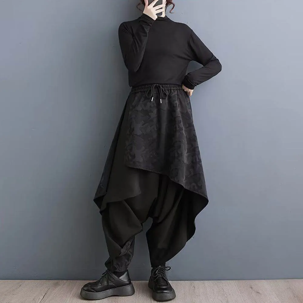 XS-5XL Autumn Skirt Pants Camouflage Layered Irregular Casual Samurai Pant Genderless Fashion Dark Gothic Wide-Leg Hakama Unisex - Image 5
