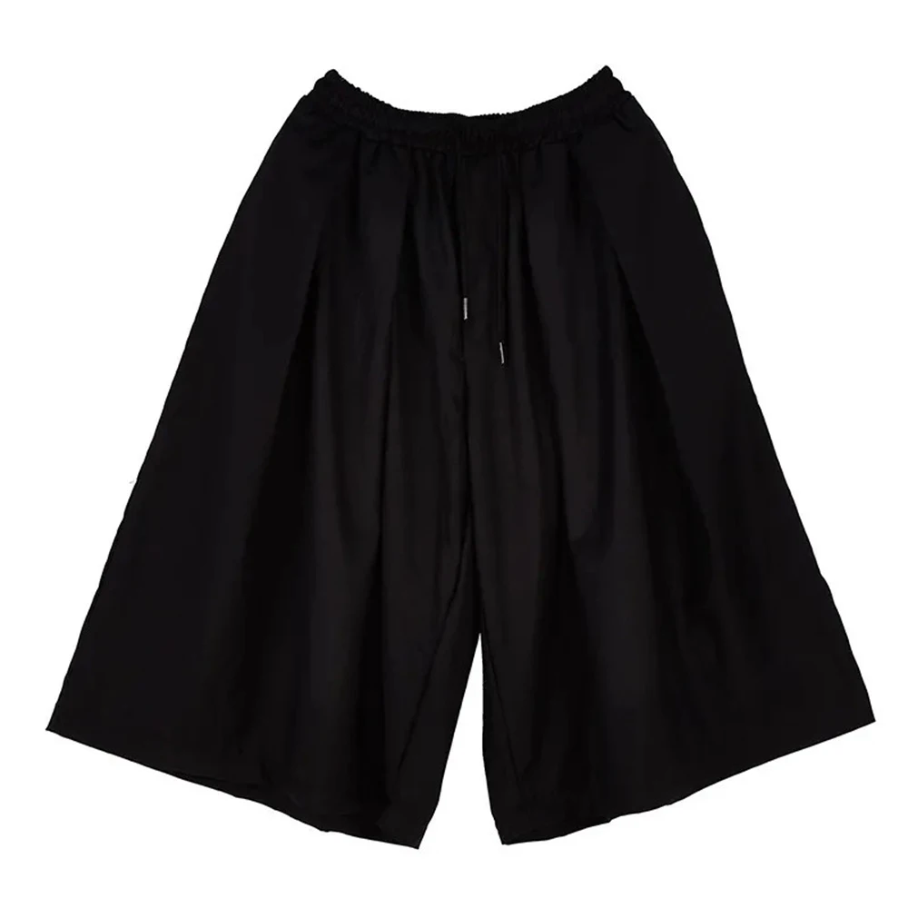 XS-5XL Men's Solid Color Three-Quarter Wide-Leg Pants American Retro Fashion Trend Simple Loose Casual Breathable Men's Bottoms - Image 7