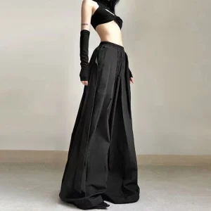 XS-5XL Summer New Men's Solid Color Skirt Pants Unisex American Retro Fashion Trend High Street Loose Casual Niche Men's Bottoms