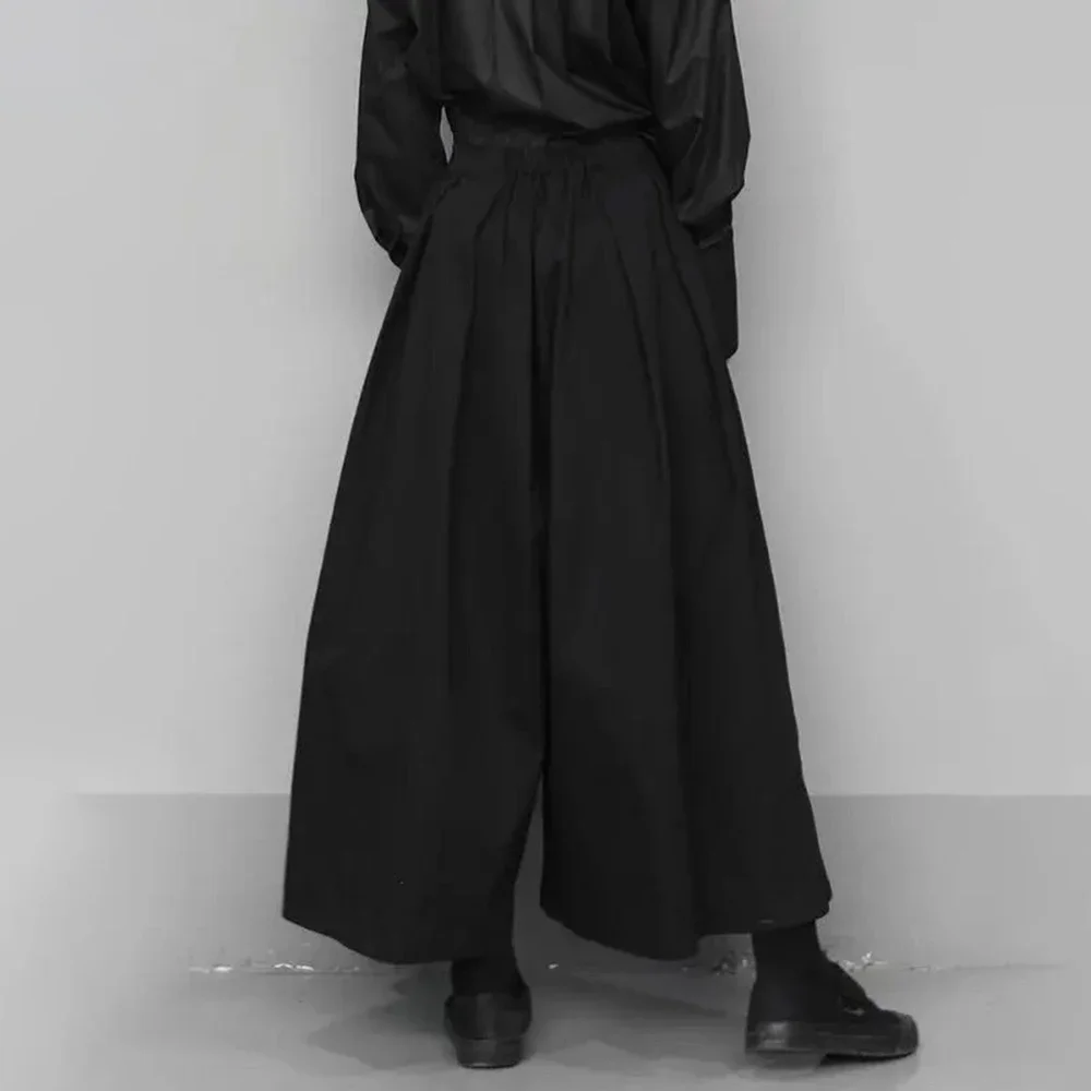 Dark Gothic Style Loose 7-point Hakama Pants 2024 New Trendy Wide Leg Pants Genderless Large Size Design Samurai Pants Unisex - Image 3