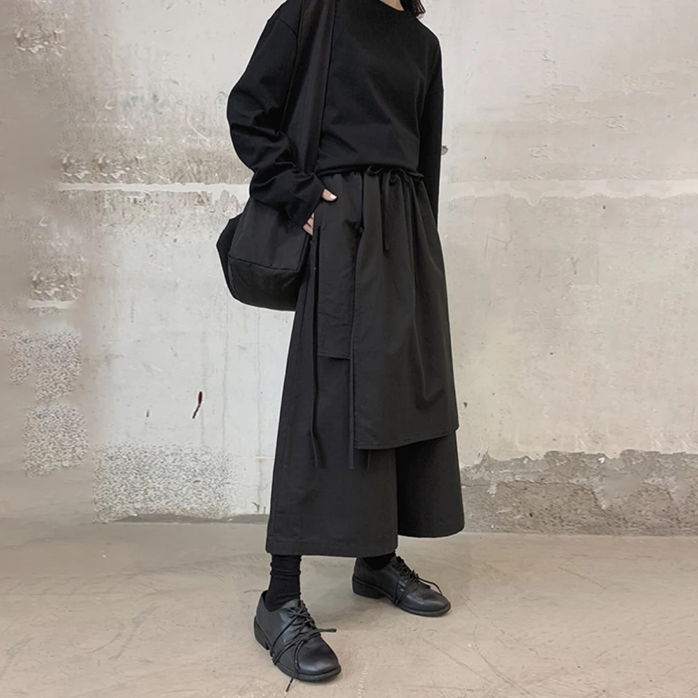 Y2K layered side-hem Japanese samurai culottes skirts genderless summer fashion outdoor trend versatile youth unisex - Image 5