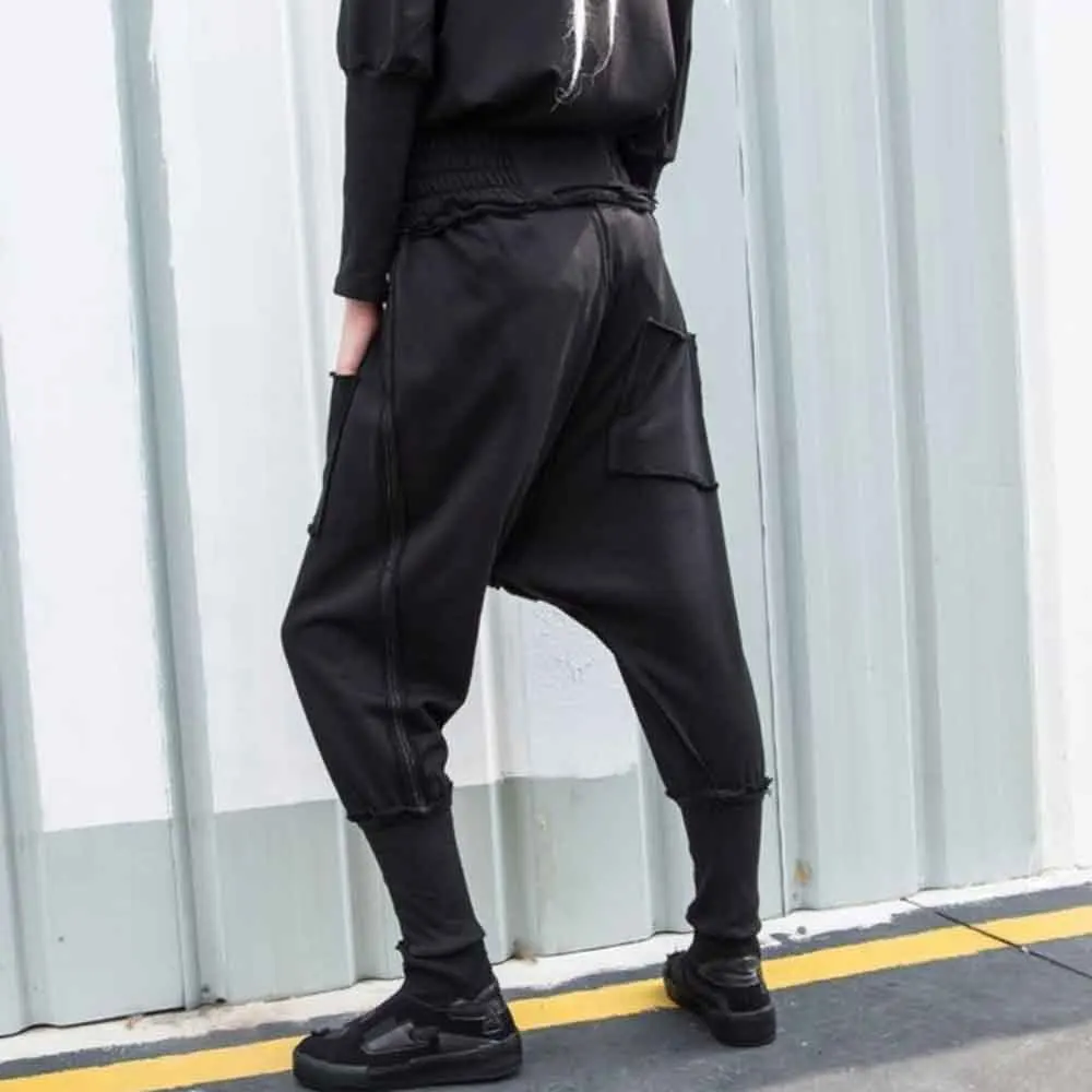 XS-5XL Y2k Dark Frayed Leggings Harem Pants Genderless Autumn Streetwear Hip Hop Gothic Fashion Edgy Bad-Boy Niche Pants Unisex - Image 6