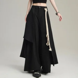 XS-5XL Summer New Genderless Solid Color Skirt Pants American Retro Fashion Trend High Street Loose Casual Niche Unisex Bottoms