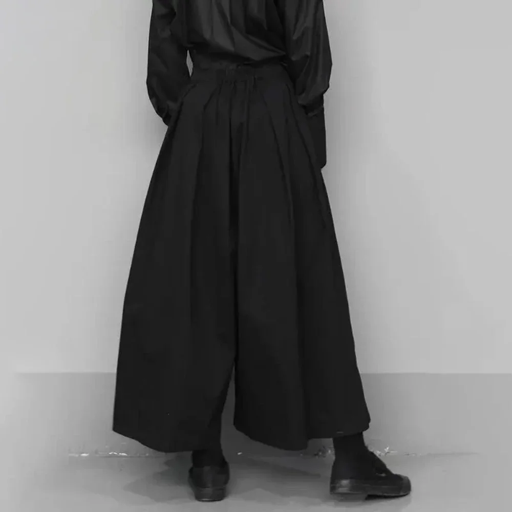 Dark Gothic Style Loose 7-point Hakama Pants 2024 New Trendy Wide Leg Pants Genderless Large Size Design Samurai Pants Unisex - Image 7