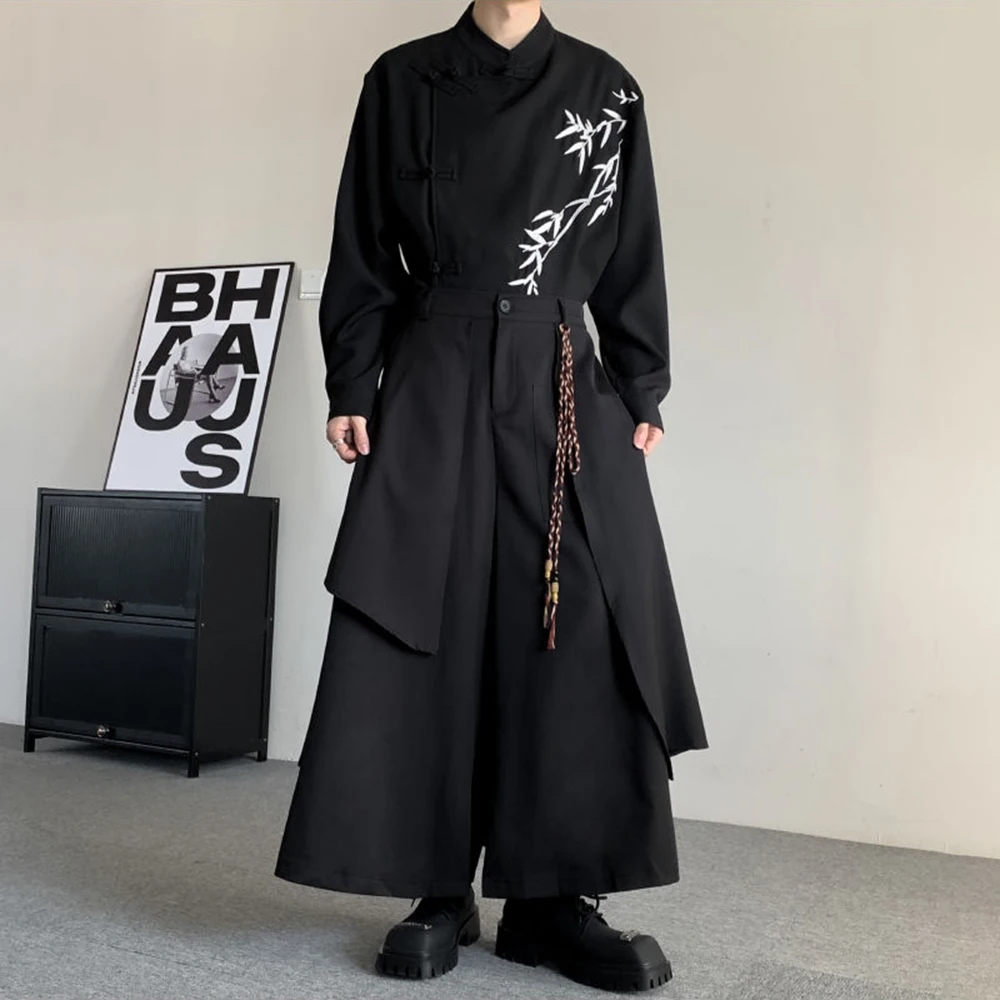 Gothic Culottes Y2K Layered Pleated Harajuku Irregular Dark Culottes Street Personality Versatile Casual Pants Skirt Unisex 2024 - Image 3