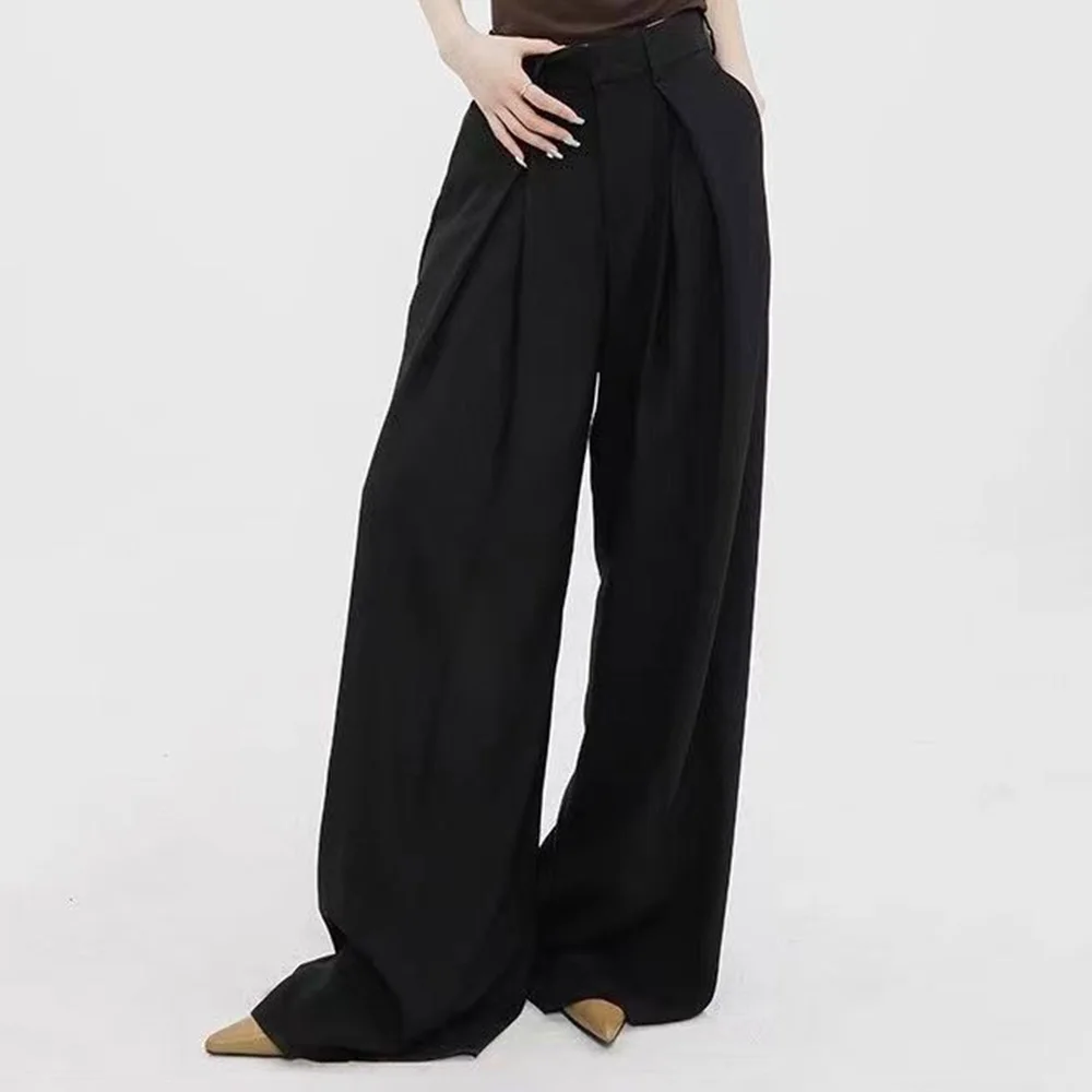 Summer New Men's Solid Color High Waist Wide Leg Straight Pants Harajuku Retro Fashion Trend Casual Simple Loose Men's Bottoms - Image 5