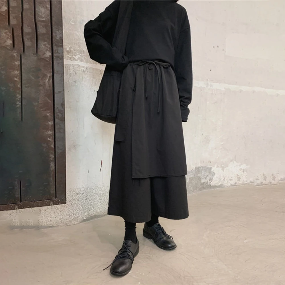 XS-5XL Summer Unisex Double-Layer Skirt Pants American Retro Fashion Trend High Street Casual Breathable Gender-Neutral Bottoms - Image 2