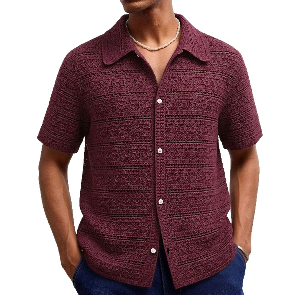 2026 Summer New Men's Solid Color Short-Sleeve Shirt American Retro Fashion Trendy Street Casual Loose Breathable Men's Top - Image 3