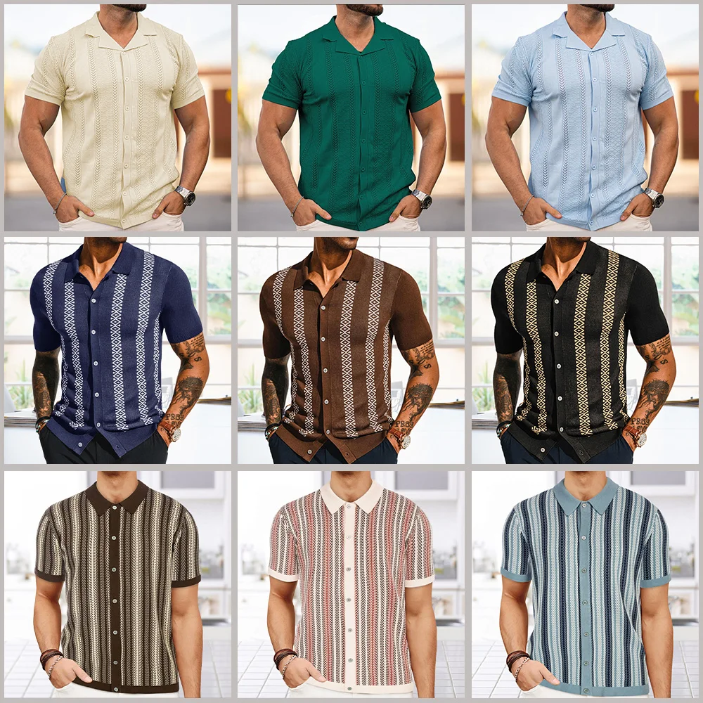 Mens Cool Silk Casual Knit Polo Shirt Summer Fashion Daily Outdoor Soft Comfortable Short-Sleeve T-Shirt Men'S Clothing 2025 New