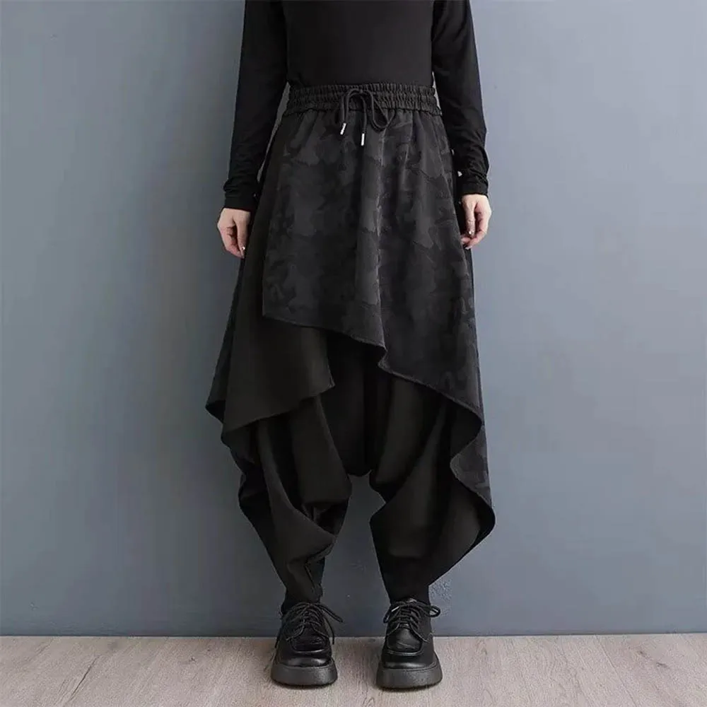 XS-5XL Autumn Skirt Pants Camouflage Layered Irregular Casual Samurai Pant Genderless Fashion Dark Gothic Wide-Leg Hakama Unisex - Image 2