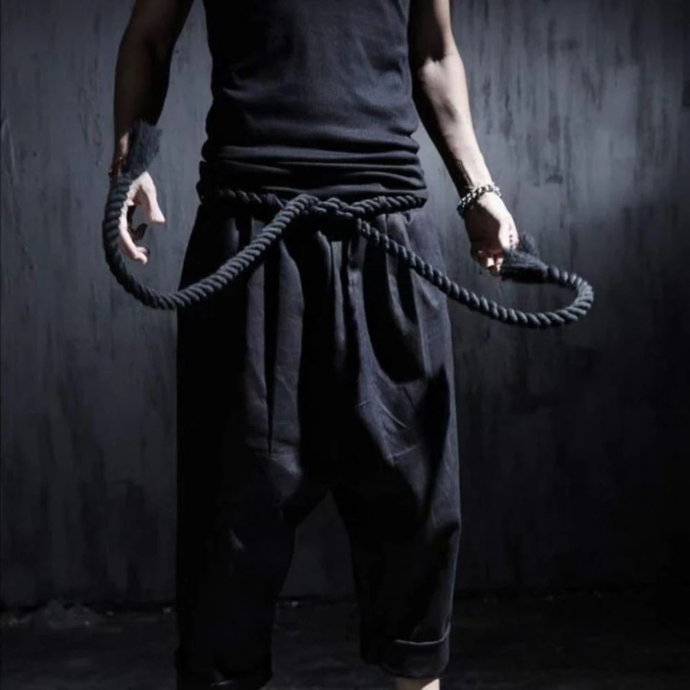 XS-6XL Y2k Belt Dark Style Casual Skirt Pants Genderless Unisex Streetwear Fashion Versatile Samurai Pants Hakama Pants 2025 New - Image 2