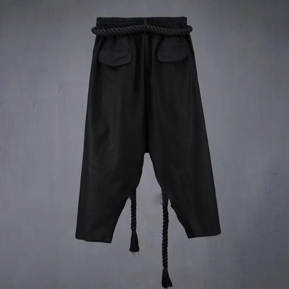 XS-6XL Y2k Belt Dark Style Casual Skirt Pants Genderless Unisex Streetwear Fashion Versatile Samurai Pants Hakama Pants 2025 New - Image 4