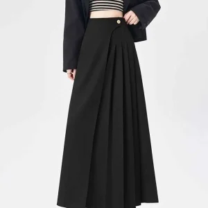 Y2k Pleated Culottes High-Waisted Shaping A-Line Samurai Pants Hakama Genderless Fashion Outdoor Dark Gothic Skirt Pants Unisex