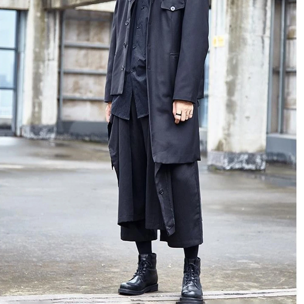 Gothic Dark Pants Y2k Irregular Side Button Samurai Pants Streetwear Fashion Nightclub Youth Trend Wide Leg Hakama Unisex 2026 - Image 3