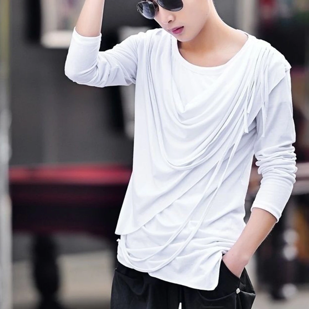 XS-5XL Spring New Men's Solid Color Long Sleeve T-Shirt American Retro Fashion Trend High Street Casual Loose Niche Men's Top - Image 3