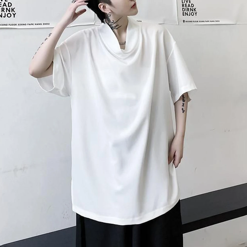 XS-5XL Summer New Male Solid Color Short-Sleeve T-Shirt American Retro Fashion Trendy Street Casual Simple Loose Niche Men's Top