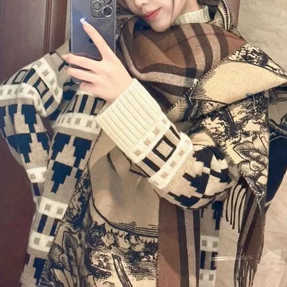 2026 Spring New y2k Color Block Scarf genderless Shawl Fashion Trendy Irregular Youth Campus Outdoor Casual Warm Scarf Unisex - Image 5