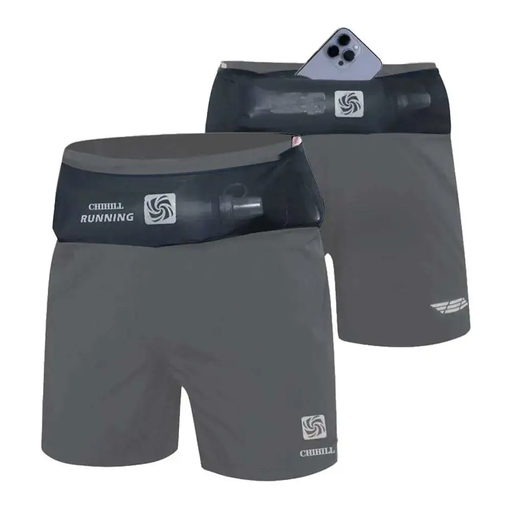 Mens Function Waist Multi Net Pocket Thin Train Shorts Summer Sport Running Quick Dry Breath Shorts(Water Bottle Not Included) - Image 2