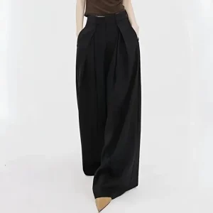Summer New Men's Solid Color High Waist Wide Leg Straight Pants Harajuku Retro Fashion Trend Casual Simple Loose Men's Bottoms