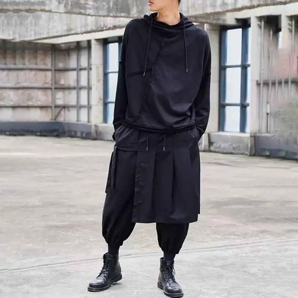 Mens Autumn Harem Pants Irregular Side Hem Double Layer Casual Pants Streetwear Fashion Gothic Dark Pants Men'S Clothing 2025 - Image 2