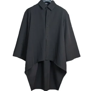 XS-5XL Shirt Asymmetric Mid-Length Casual Shirt Genderless Streetwear Ballroom Fashion Versatile Long-Sleeve Top Unisex 2025 New